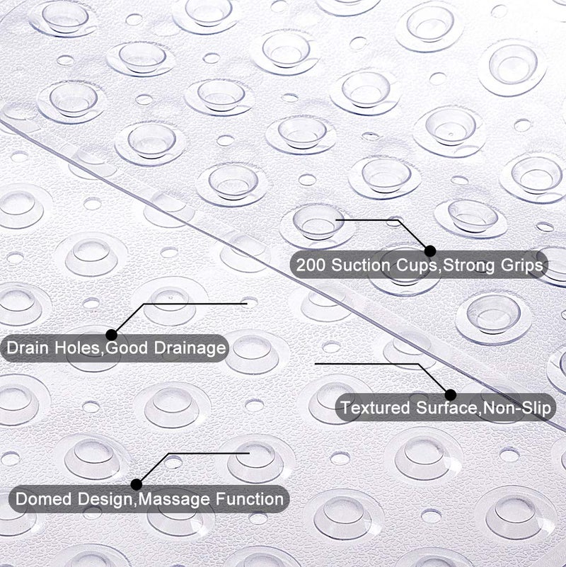 TreeBud Tree Bud Bathtub Mats for Shower Tub Non-Slip Bath Mat 39 x 16 Inch Extra Long Shower Mat, Bath Tub Mat for Bathroom with Machine Washable, BPA Free for Kids (Clear) - Image 3